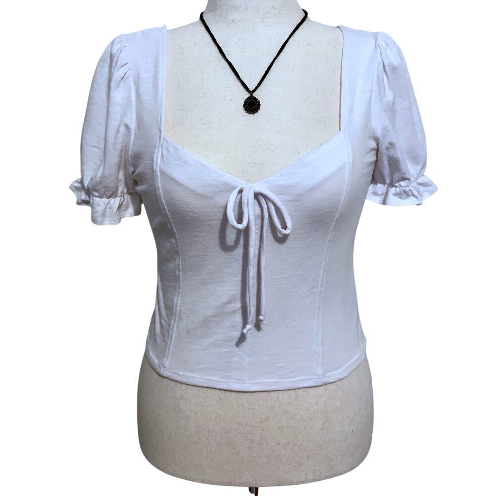 Kingston Grey NWT White Cropped Blouse Juniors L